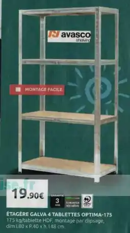 Les Briconautes Facile - étagère galva 4 tablettes optima-175 offre