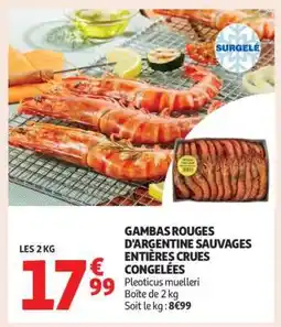 Auchan Gambas Rouges D'argentine Sauvages Entières Crues Congelées offre