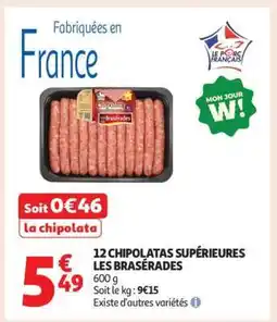 Auchan 12 Chipolatas Supérieures Les Brasérades offre