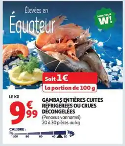 Auchan Gambas Entières Cuites Réfrigérées Ou Crues Décongelées offre