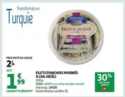Auchan Filets D'anchois Marinés À L'ail Micéli offre