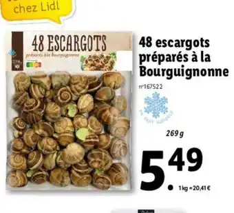 Lidl 48 escargots préparés à la bourguignonne offre
