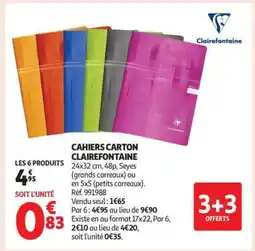 Auchan CAHIERS CARTON CLAIREFONTAINE offre