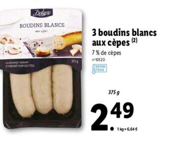 Lidl 3 Boudins Blancs Aux Cèpes offre