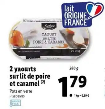 Lidl 2 Yaourts Sur Lit de Poire offre
