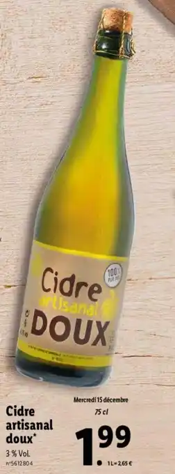 Lidl Cidre Artisanal Doux offre
