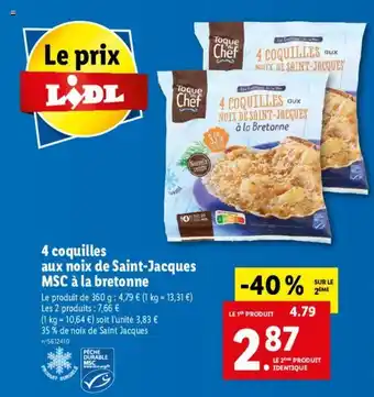 Lidl 4 Coquilles Aux Noix de Saint-Jacques offre