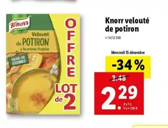 Lidl Knorr Velouté de Potiron offre