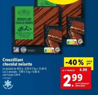 Lidl Croustillant Chocolat Noisette offre