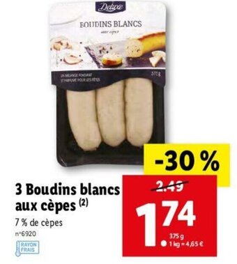 Lidl 3 Boudins Blancs offre