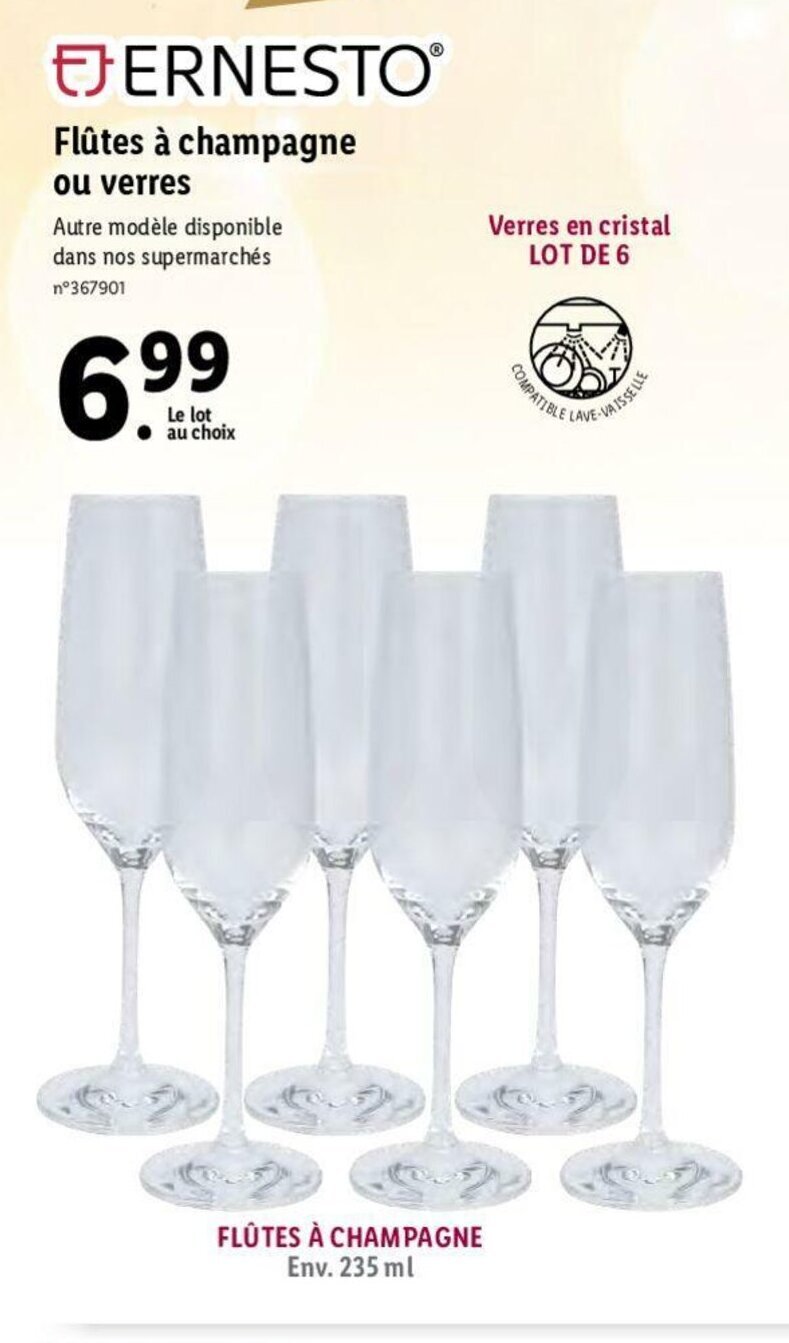 Promo Flûtes à Champagne chez Lidl