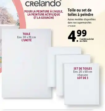 Lidl Toile Ou Set de Toiles à Peindre offre
