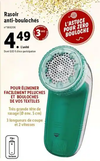 Lidl Rasoir Anti-Bouloches offre