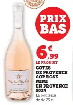 Super U Cotes de provence aop rose mimi en provence 2024 offre