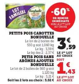 Super U Petits pois carottes bonduelle offre
