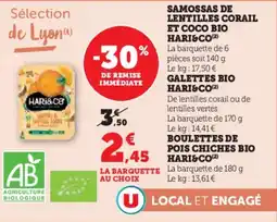 Super U Samossas de lentilles corail et coco bio hari&co offre