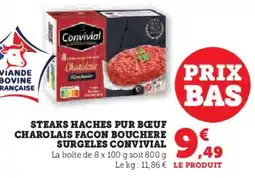 Super U Steaks haches pur bœuf charolais facon bouchere surgeles convivial offre