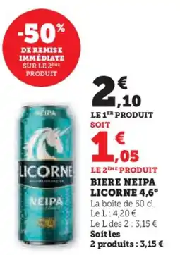 Super U Biere neipa licorne 4,6° offre