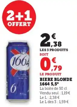 Super U Biere blonde 1664 5,5° offre