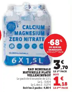 Super U Eau minerale naturelle plate velleminfroy offre