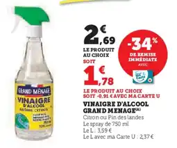 Super U Vinaigre d'alcool grand menage offre