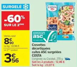 Cora x Carrefour Crevettes décortiquées cuites asc surgelées costa offre
