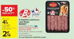 Cora x Carrefour 6 chipolatas supérieures label rouge bigard offre