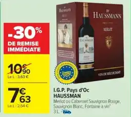 Cora x Carrefour I.g.p. pays d'oc haussman offre