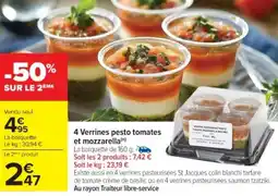 Cora x Carrefour 4 verrines pesto tomates et mozzarella offre