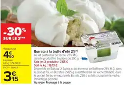 Cora x Carrefour Burrata à la truffe d'été 2% offre