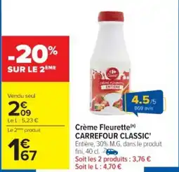 Cora x Carrefour Crème fleurette carrefour classic offre