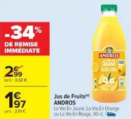 Cora x Carrefour Jus de fruits andros offre