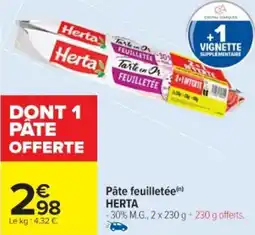 Cora x Carrefour Pâte feuilletée herta offre