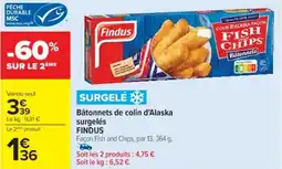 Cora x Carrefour Bâtonnets de colin d'alaska surgelés findus offre