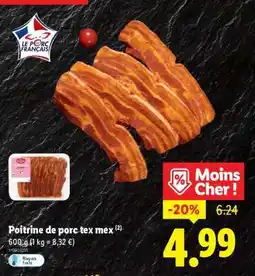 Lidl Poitrine de porc tex mex offre