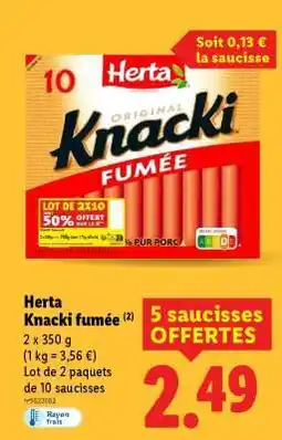Lidl Herta Knacki fumée offre
