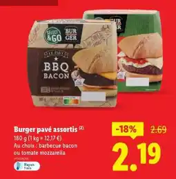 Lidl Burger pavé assortis offre