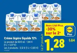 Lidl Crème légère liquide 12% offre