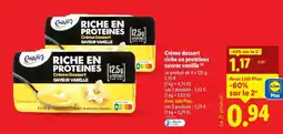 Lidl Crème dessert riche en protéines saveur vanille offre