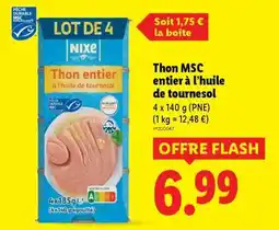 Lidl Thon MSC entier à l’huile de tournesol offre