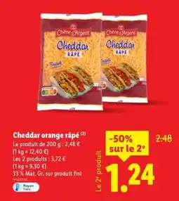 Lidl Cheddar orange râpé offre