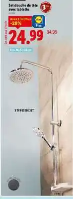 Lidl Set douche de tête avec tablette offre