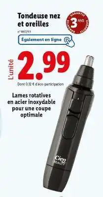 Lidl Tondeuse nez et oreilles offre