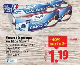Lidl Yaourt à la grecque sur lit de figue offre
