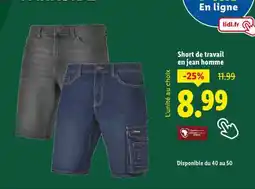 Lidl Short de travail en jean homme offre