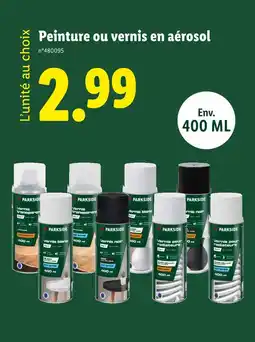 Lidl PARKSIDE Peinture ou vernis en aérosol offre