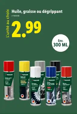 Lidl PARKSIDE Huile, graisse ou dégrippant offre