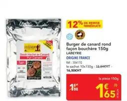 METRO LABEYRIE Burger de canard rond façon bouchère offre