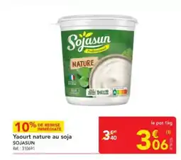 METRO SOJASUN Yaourt nature au soja offre