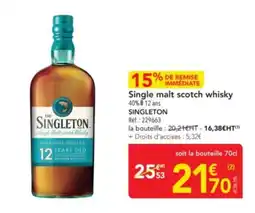 METRO SINGLETON Single malt scotch whisky offre